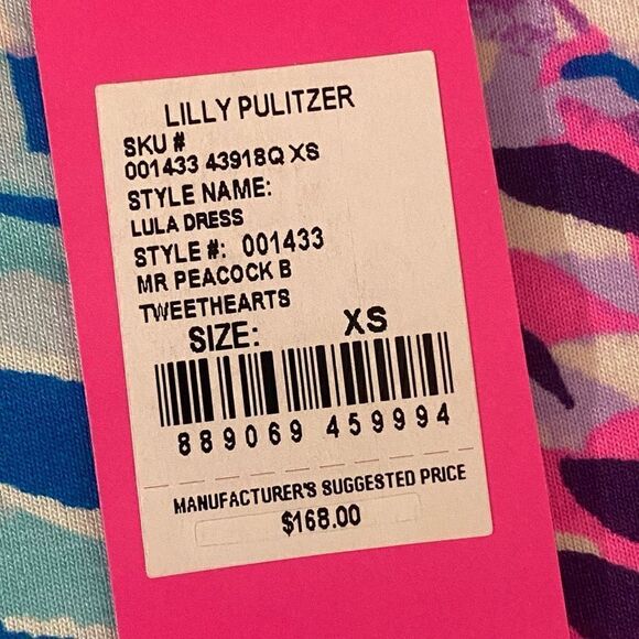 Lilly Pulitzer Dress Lula Mr. Peacock Tweethearts Blue Size XS new - Picture 12 of 15